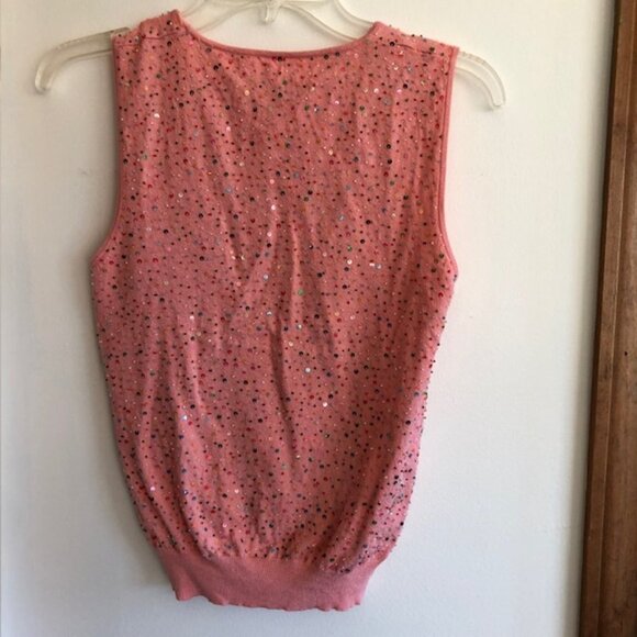 CYNTHIA STEFFE Bead Sequin Coral 3/4 Sleeve Twin Set Medium Vintage - Picture 5 of 17